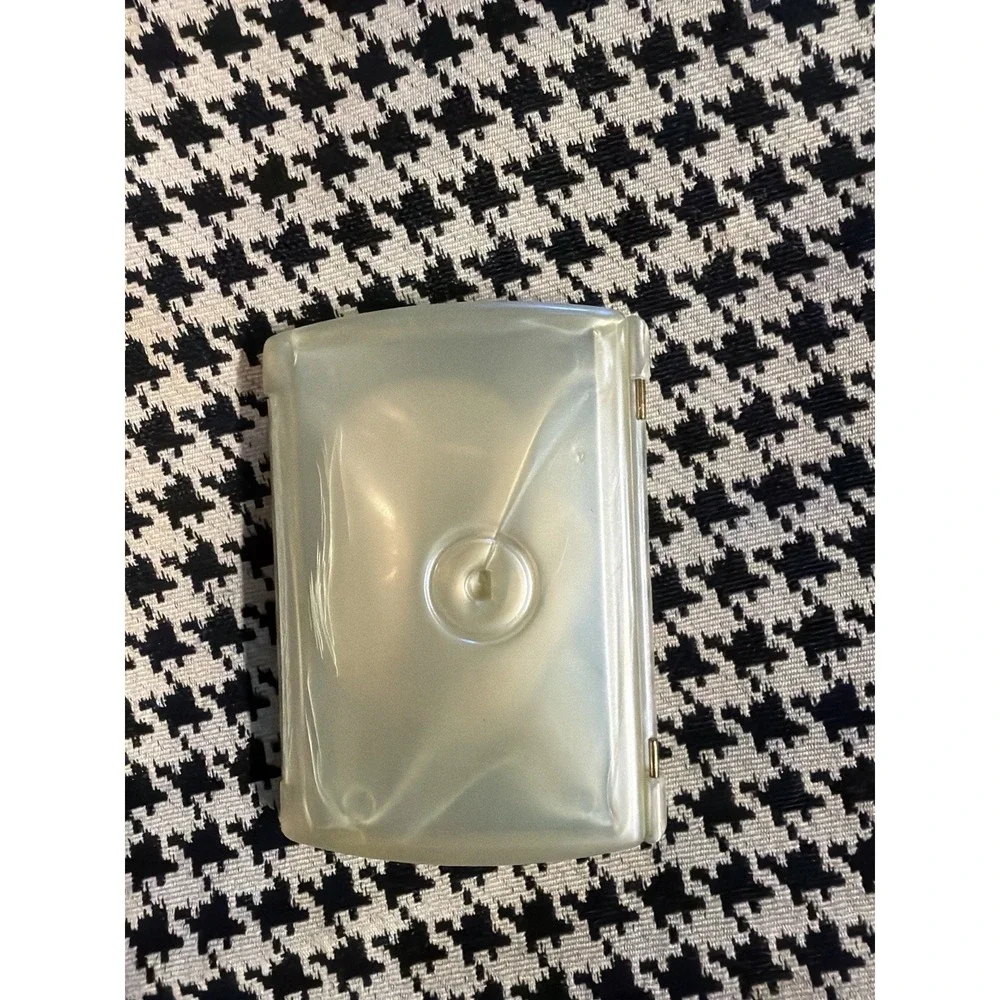 Frosted Lucite/Celluloid Compact Mirror Double Sided Vanity Purse Mirror Vtg